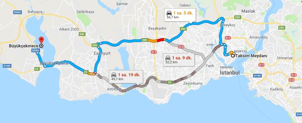 Taksim'den Büyükçekmeceye Nasıl Gidilir